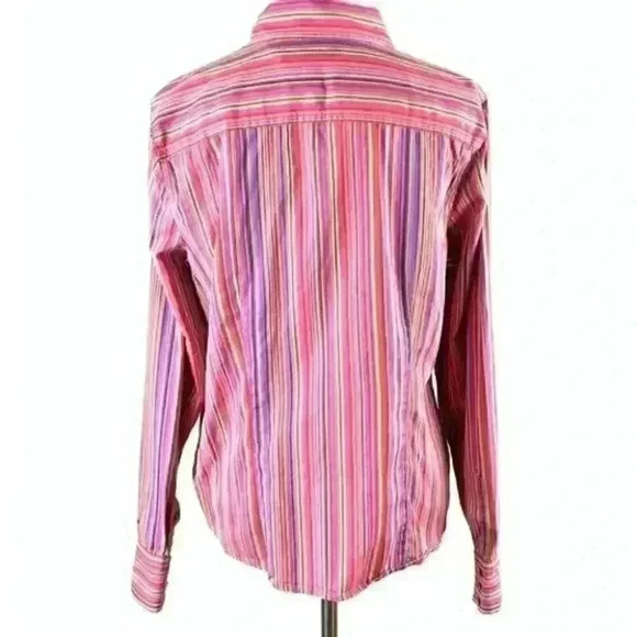 Liz Claiborne top size L button down pinstriped - Picture 5 of 9